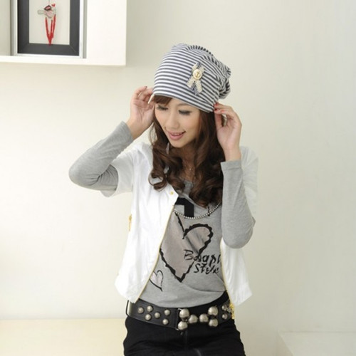 new Fashion female spring and summer hat navy style stripe turban hip-hop cap pile cap pocket hat