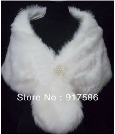 new fashion Free Shipping Bridal wedding New ivory Faux Fur Stole Wrap Shrug Bolero Coat Bridal Shawl