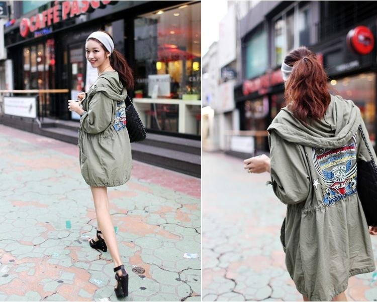 New fashion half hooded bats loose large size woman trench coat free shipping