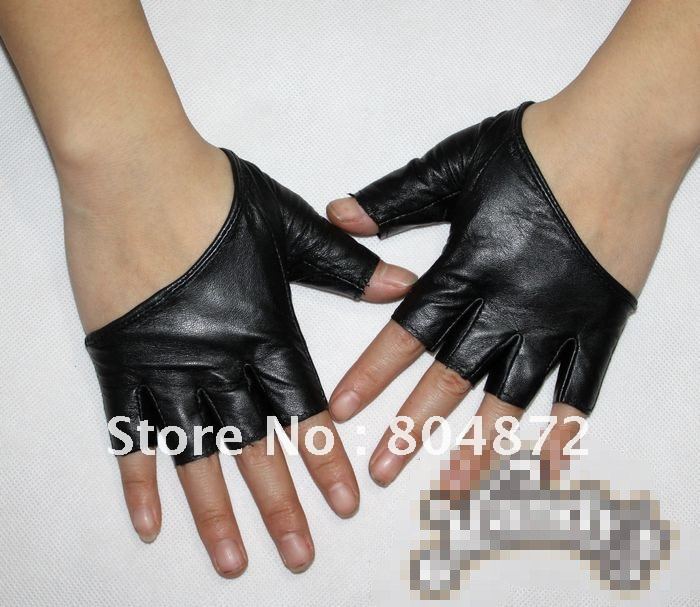 New fashion half palm Half finger PU leather Lady gloves show gloves dance gloves