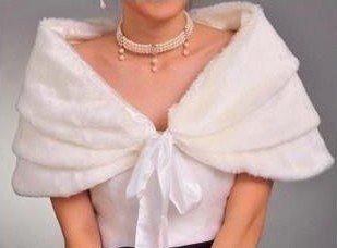 new fashion Ivory  Faux Fur Stole Wrap Shrug Bolero Coat Bride shawl