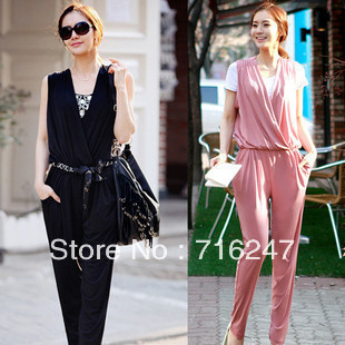 New  Fashion  Korean  Style  2012  Autumn And Winter  V-neck Jumpsuit  For Women  Street Fashion