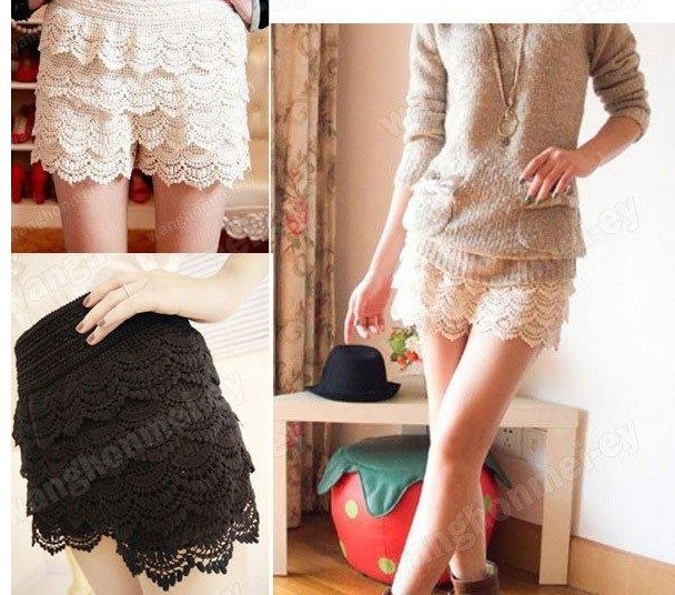 New Fashion Lace Tiered Short Skirt Under Safety Pants Shorts