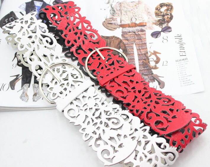 New Fashion Ladies' Hollow Pin Bulk Leather Belts Women's PU belt,6 pcs/lot Free shipping