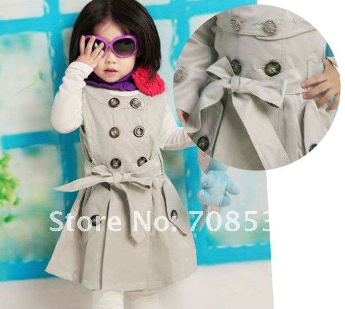 New fashion long sleeve  girls short outerwear and vest dress girls dust coats baby suits  children  wind coat kids clothes
