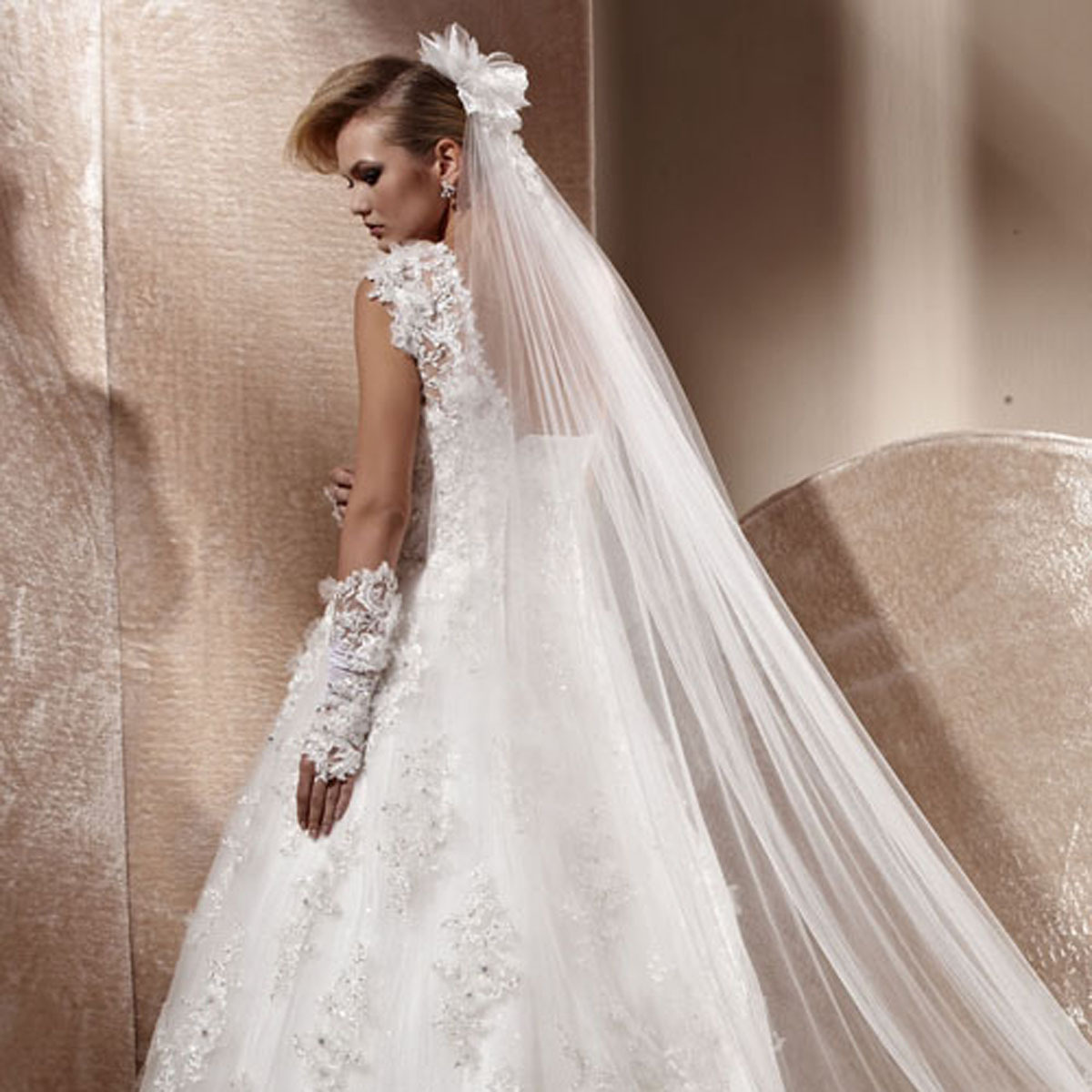 new fashion quality elegant wedding dress veil handmade diamond beading veil ultra long 2012 b215