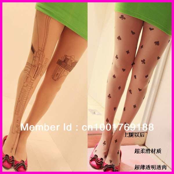 new fashion sexy tattoo stockings pantyhose women tattoo tights free shipping