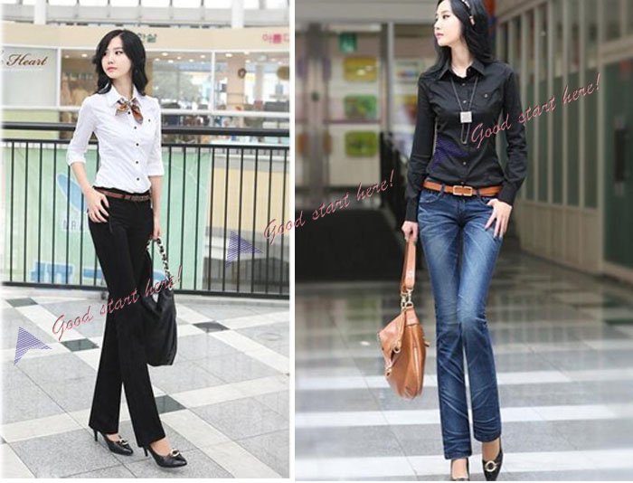 New Fashion Sexy Women OL button Career Cotton Shirt business Top blouse 2colors HR106