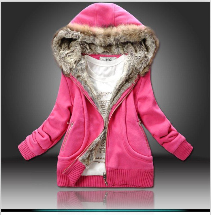 New Fashion Short Design Women Hooded Jacket Student's Winter Zipper Hoody Free shipping