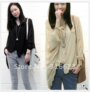 NEW FASHION spring /autum women's long sleeve casual Chiffon shirt , free shipping