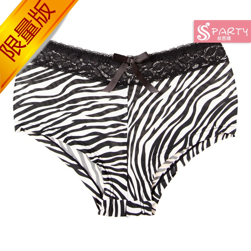 New fashion trade of the original single authentic glossy sexy leopard lace Ms. sexy Bottom waist boxer underwear
