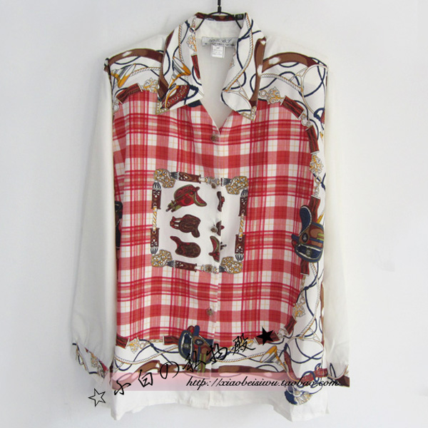 New Fashion Vintage Pop Style Silk Scarf Print Chiffon Loose Blouse Mulitcolors Free Shipping