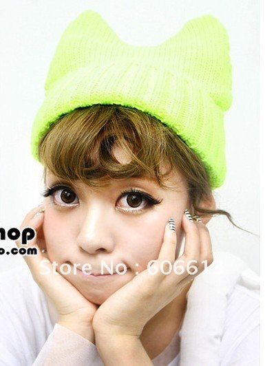 New Fashion Winter Knitted Neon Baseball Caps For Man Fluorescent Colors Warm Hats For Women 12Pcs/lot Free ShIpping