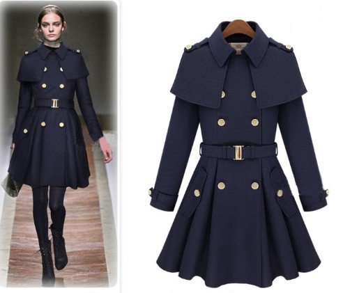 New Fashion Women Lady Luxury Handmade Nylon Coat Slim LONG Black [CL0001]