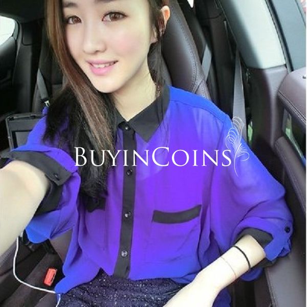 New Fashion Women Lapel Chiffon Loose Shirt Top Blouse CA1124 [23099|01|01]