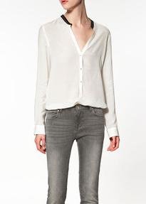 NEW  FASHION WOMEN  LONG SLEEVE V COLLAR  SOLID CHIFFON SHIRT BLOUSE