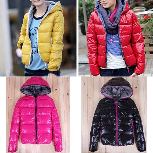 NEW Fashion Women  Long Sleeve Winter Warm Hoodied Zip Jacket Short Coat Down Outerwear Free Shipping WJC09