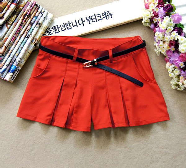 New fashion women mini shorts, guaranteed quality ladies beautiful pleated skorts, free shipping bright color shorts, hot pants