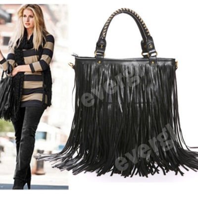 new fashion Women Punk Tassel Fringe handbag Shoulder Bag Black WHB