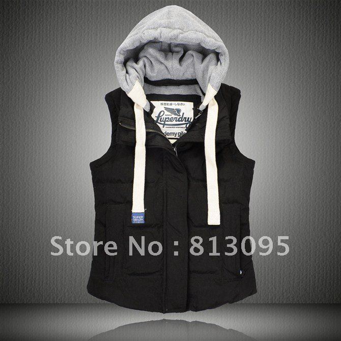 NEW fashion Women's academy gilet, ladies superdry jpn down vest/waistcoat, Down Vests / Casual Weskit lady size S-XL