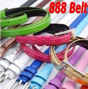 New Fashion Women's Cute Nice Candy color PU leather Thin Belt//Free Shipping 20 Pcs/lot