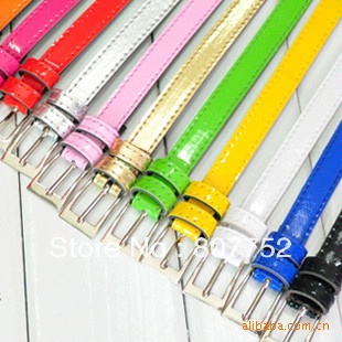 New Fashion Women's Cute Nice Candy color PU leather Thin Belt multicolor