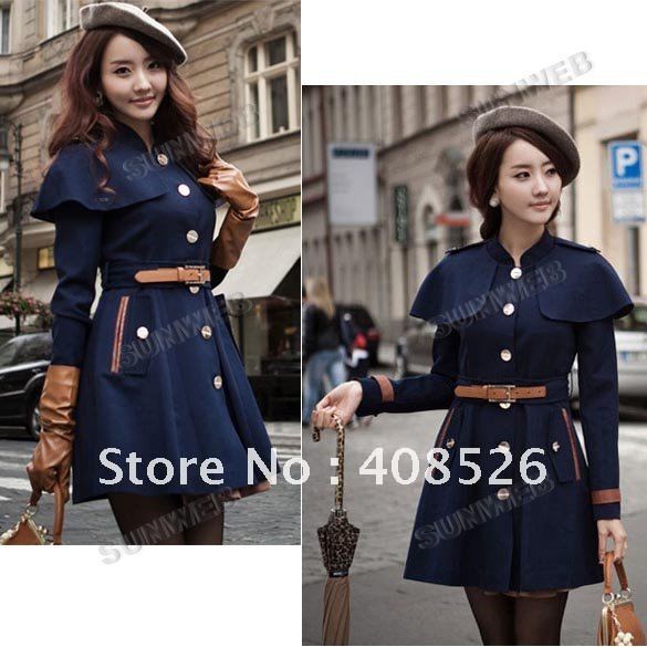 New Fashion Women's Double-Breasted Trench coat Long Cape Ponchos Outerwear free shipping 3542