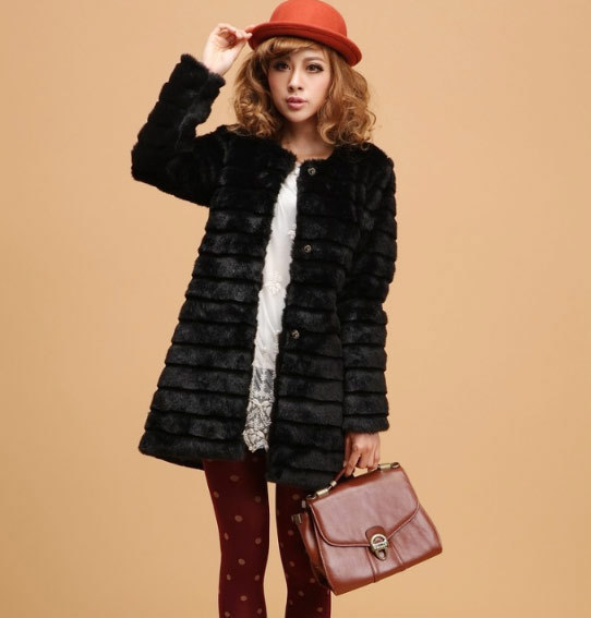 New fashion women'S Faux Fur coat half sleeve long coat Free size