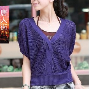 New!fashion,  women's mesh short-sleeve sweater  and autumn winter empty thread batwing shirt knitted coat for mascot costume