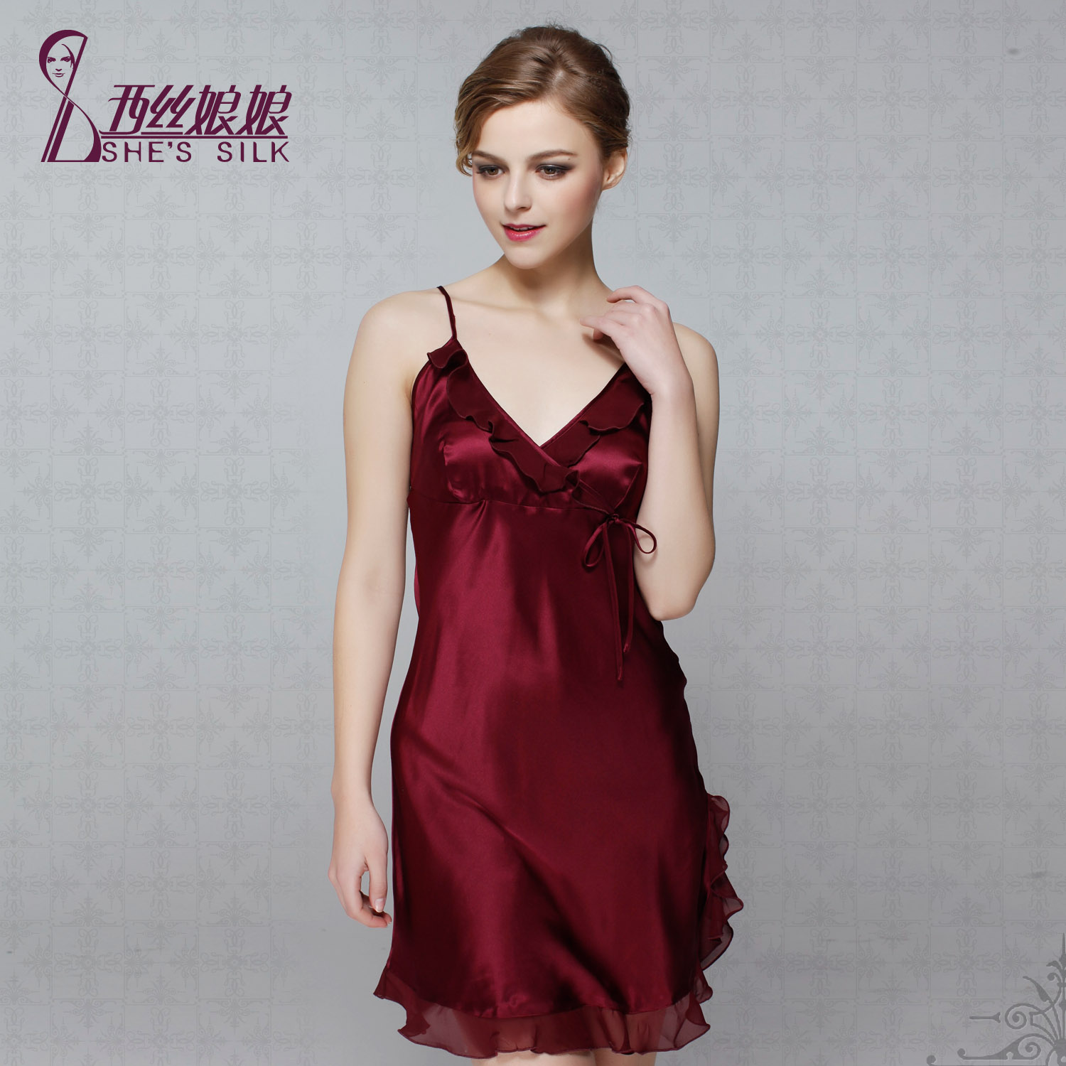 New Fashion Women's spring and summer mulberry silk sleepwear sexy spaghetti strap nightgown lounge Dresses