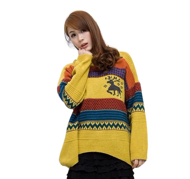 New fashion women's sweater,little deer,Mixed colors,Loose, round neck pullover,Korean style lady's knitwear,Free shipping C266