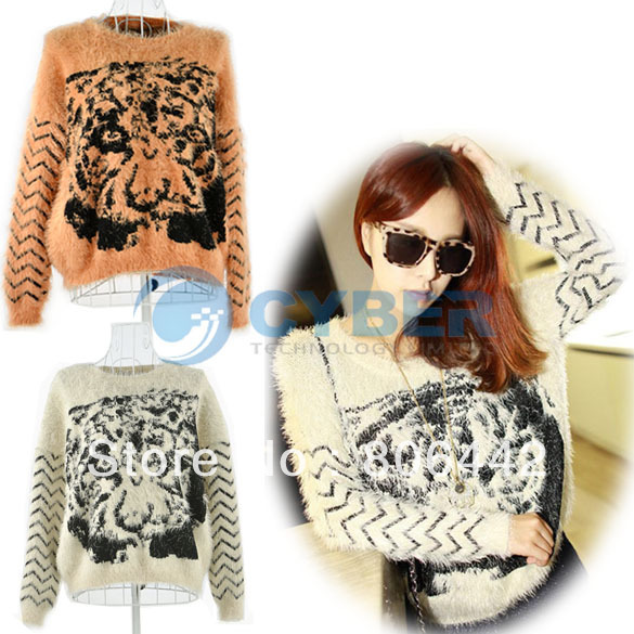 New Fashion Women's Sweet Long Sleeve Knitted Sweater Top 2 Colors Free Shipping 10061