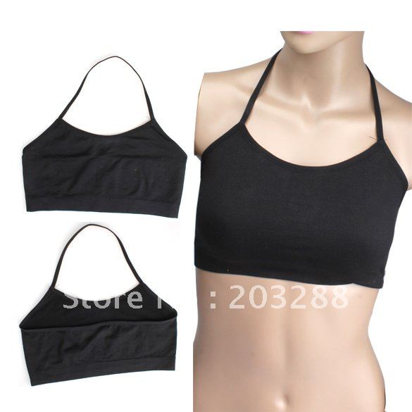 New Fashion Women Sexy Bandeau Crop Halter Tube Top Vest Crop Sports Bra Black