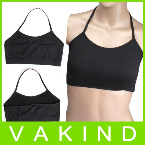 New Fashion Women Sexy Bandeau Crop Halter Tube Top Vest Crop Sports Bra Black