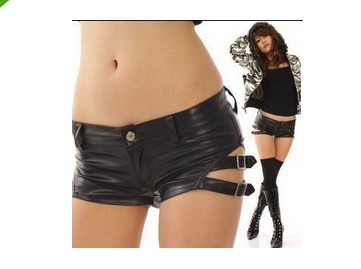 New Fashion Women Sexy Short Metallic Leather Booty Hot Pants Mini Shorts