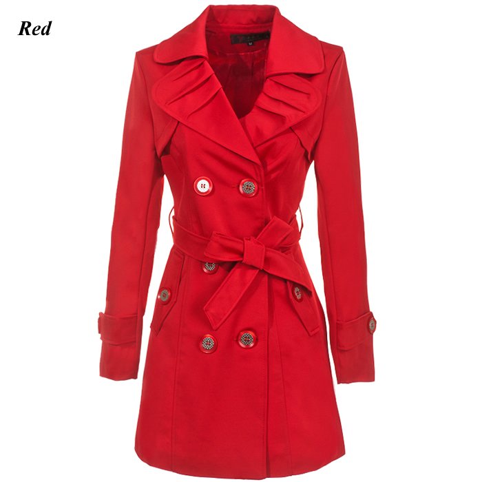 New Fashion Women Slim Double breasted  Coat Casual Trench Long Outwear Free Shipping ladies' overcoat fashion clothing