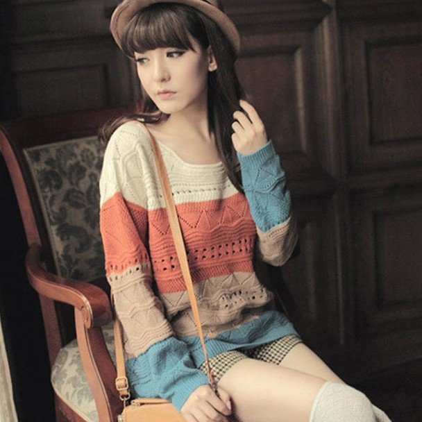 New fashion women smock sweater Modern Knitwear Long Sleeve Multi Colors o-neck wool sweater