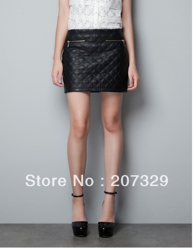 new fashion womens' PU Leather Sexy short Mini Skirt elegant classic black casual gril's hot slim black skirt