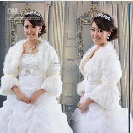 new Fashionable White Artificial Wool Bridal Wraps Wedding Wraps
