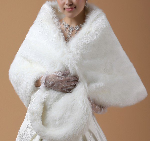 New Faux Fur Wrap Shrug Bolero Jacket Coat Bridal Shawl big and thick style
