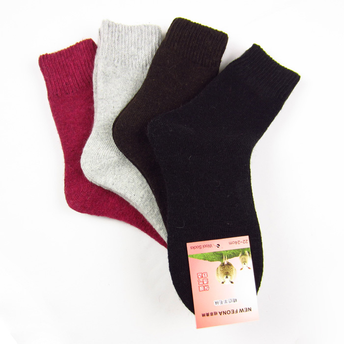 New Feona autumn and winter thermal rabbit wool socks solid color women's loop pile thickening socks chromophous (B272)