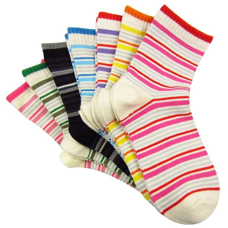 New Feona colorful stripe100% cotton  women's socks comfortable  chromophous (B325)