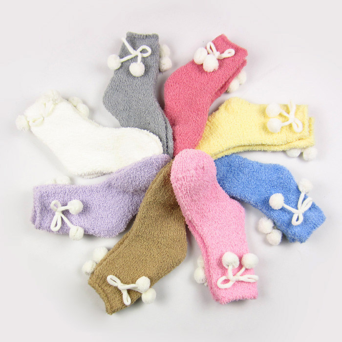 New feona cute hair balls at home floor socks soft plush women's socks chromophous b271
