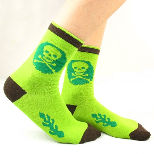 New feona fruit green skull pattern socks male Women socks a366