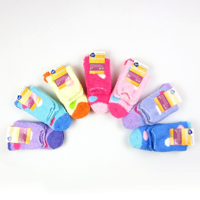 New Feona multicolour big dot autumn and winter thermal plush at home floor   socks chromophous (B185)