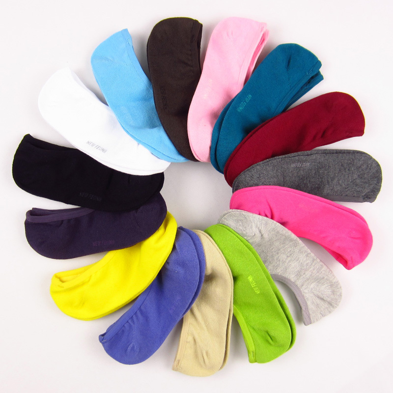New Feona new arrival solid color women's invisible  beautiful shallow mouth combed cotton sock slippers( 24 109)