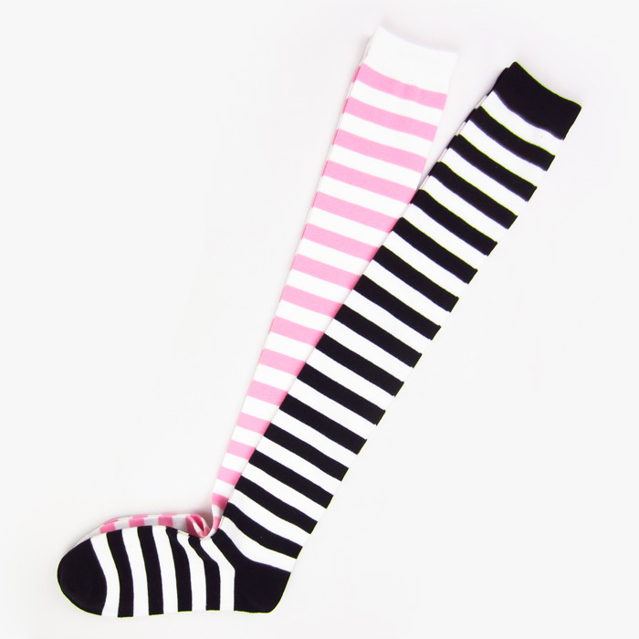 New feona stripe women's 100% cotton stockings fashion all-match knee socks a203
