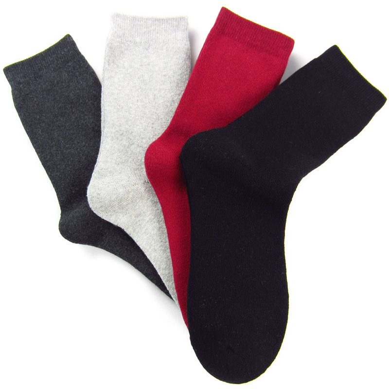 New feona women's socks solid color loop pile thickening thermal towel socks chromophous b389