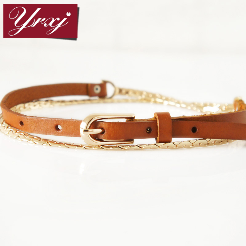 New first layer of cowhide chain decoration women's thin all-match belt genuine leather strap Women d125