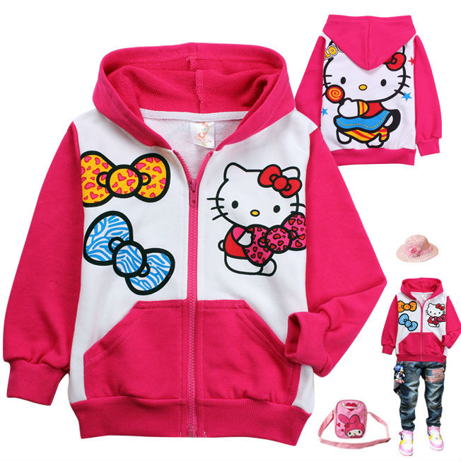 New For 2012 Autumn Cute Red Hello Kitty Cotton Girl's Long Sleeves Hoodies clothes hello kitty children coat Wholesale 6pcs/lot
